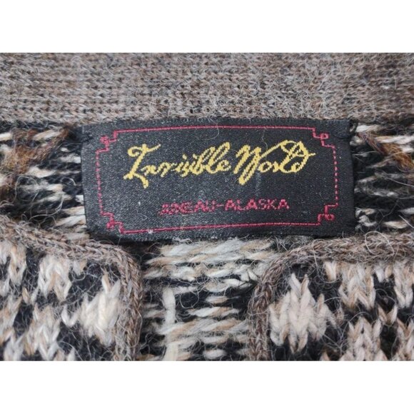 Invisible World 100% Alpaca V-Neck Sweater Large Hand Loomed Juneau Alaska - Picture 3 of 11